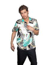 Lade das Bild in den Galerie-Viewer, Türkis Kusari & dark blue Sakura Unisex organic Silk Shirt